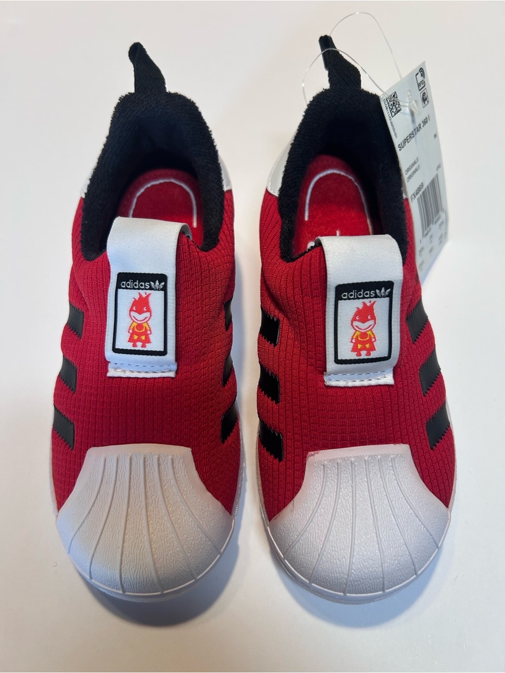 NWT adidas Originals Superstar 360 I Kids Size 9.5 Scarlet Red Black Sneakers